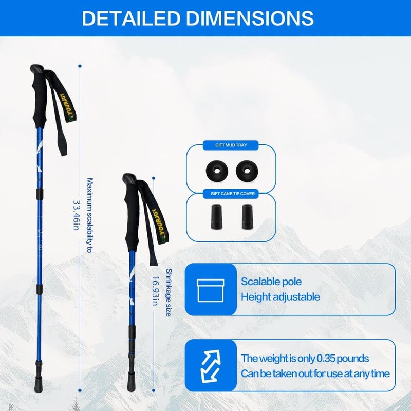yourjoy Hiking Trekking Poles for Kids, 2 Pack Anti Shock, Adjustable, Collapsible Hiking Poles for Trekking or Walking, Lightweight Aluminum Sticks - Image 5